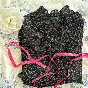 Large Black Pleione Ruffled Sleeve Blouse